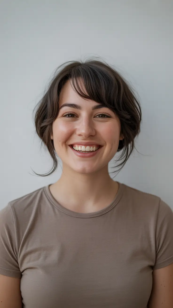 winter 2026 haircut round face Wavy Shag Bob with Soft Layers