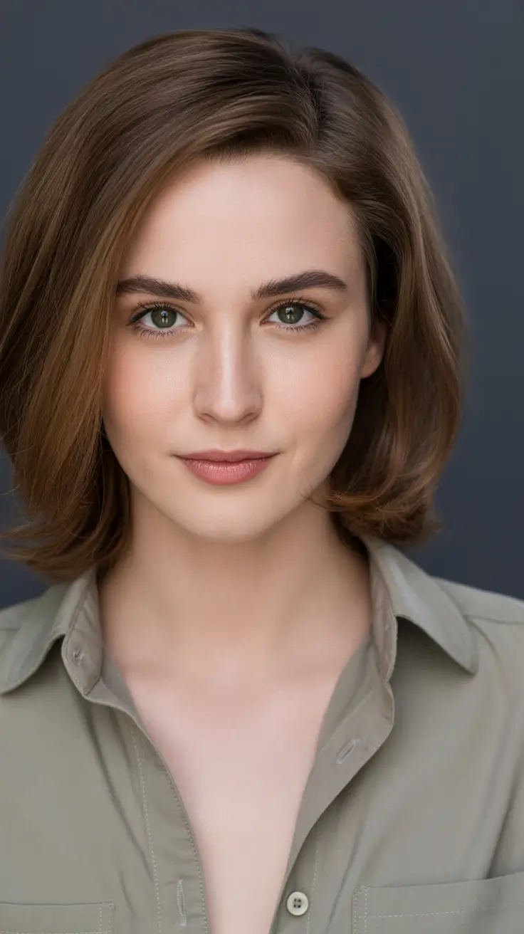 winter haircut for round face Classic Volumized Bob with Side Sweep