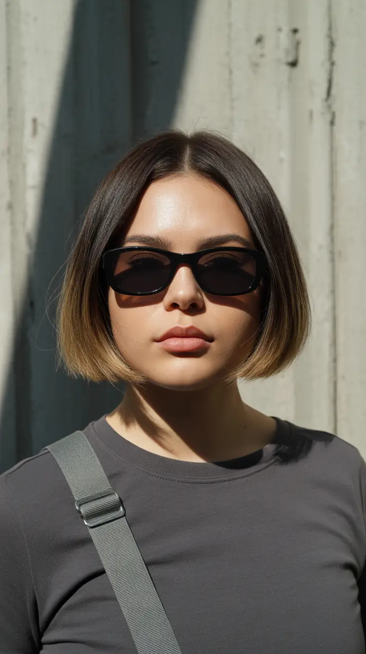 winter haircuts medium round faces Classic Straight Bob with Blunt Ends