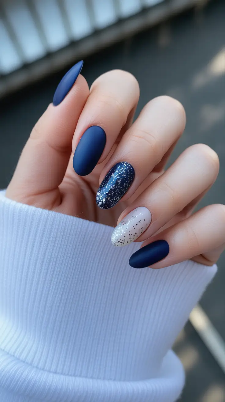 Winter Nail Art Inspo 2025-2026 Midnight Velvet Spark