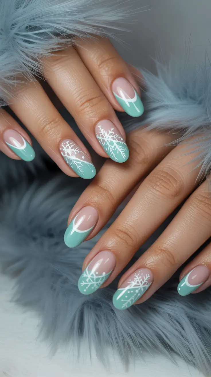 Winter Nail Art Inspo 2025-2026 Minty Frost French