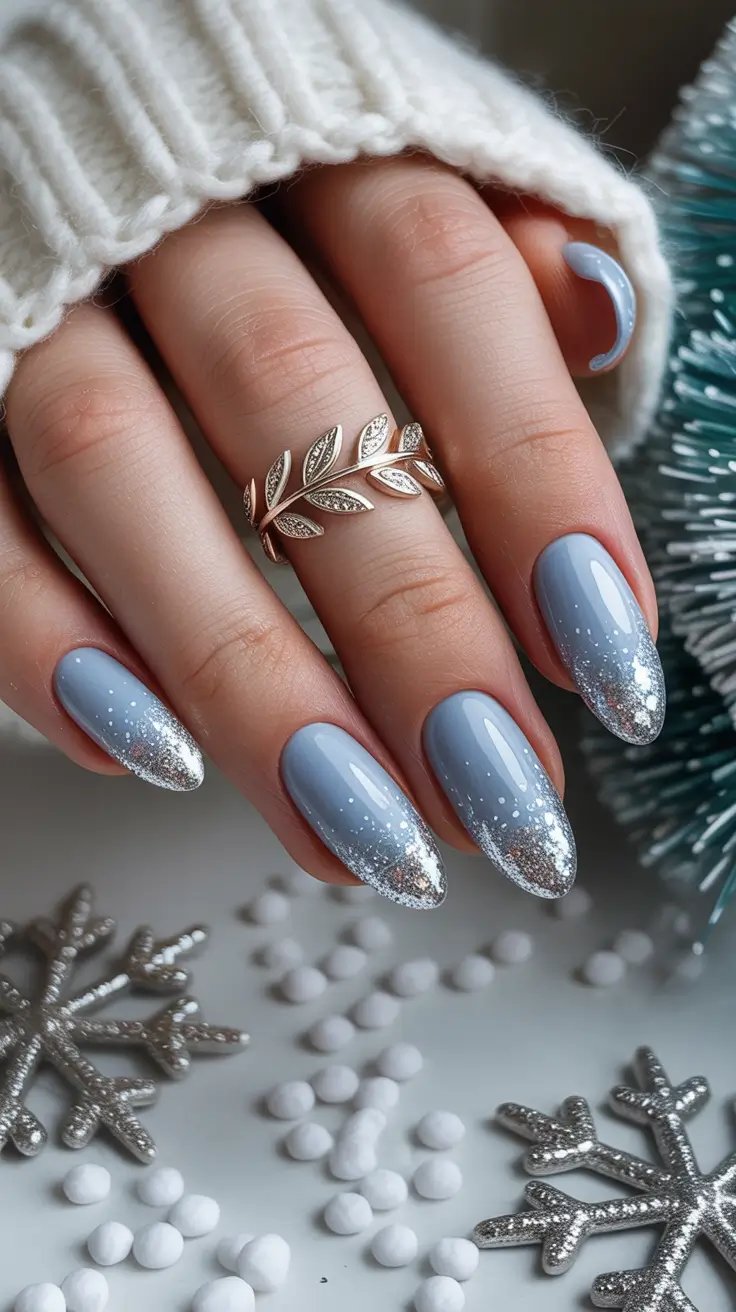 Winter Nail Art Inspo 2025-2026 Blue Ice Glow