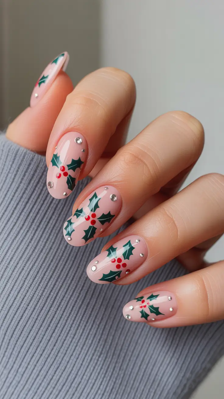 Winter Nail Art Inspo 2025-2026 Holly Berry Charm