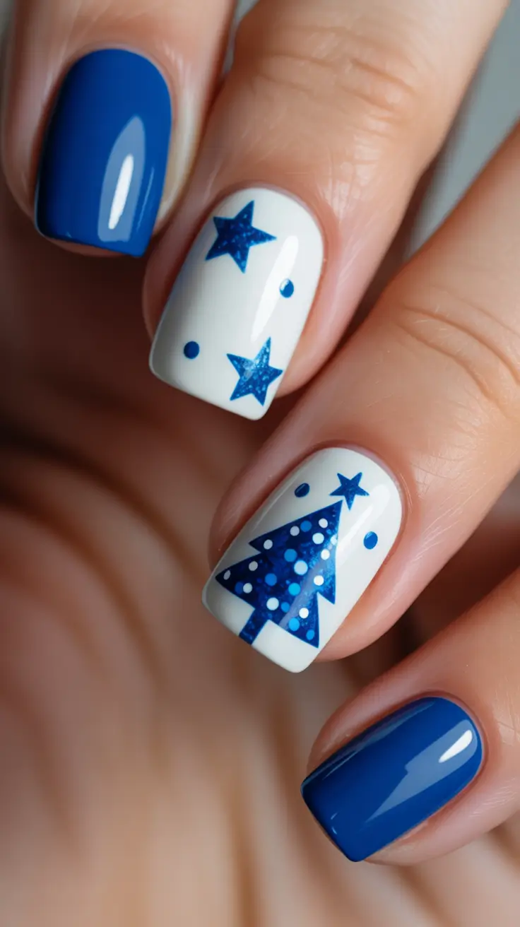 Winter Nail Art Inspo 2025-2026 Blue Starry Night