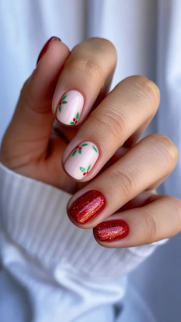 Winter Nail Designs 2025 Holly & Berry Mix