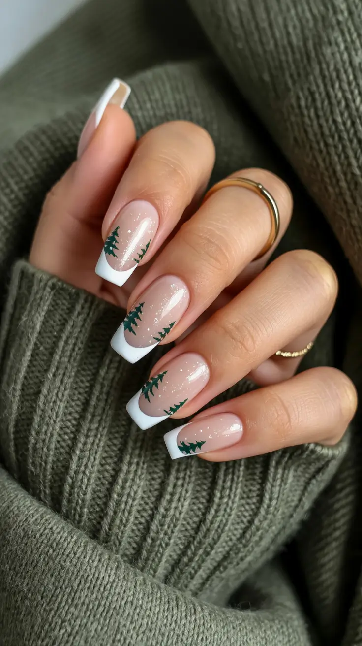 Winter Nail Designs 2025 Evergreen French Forest