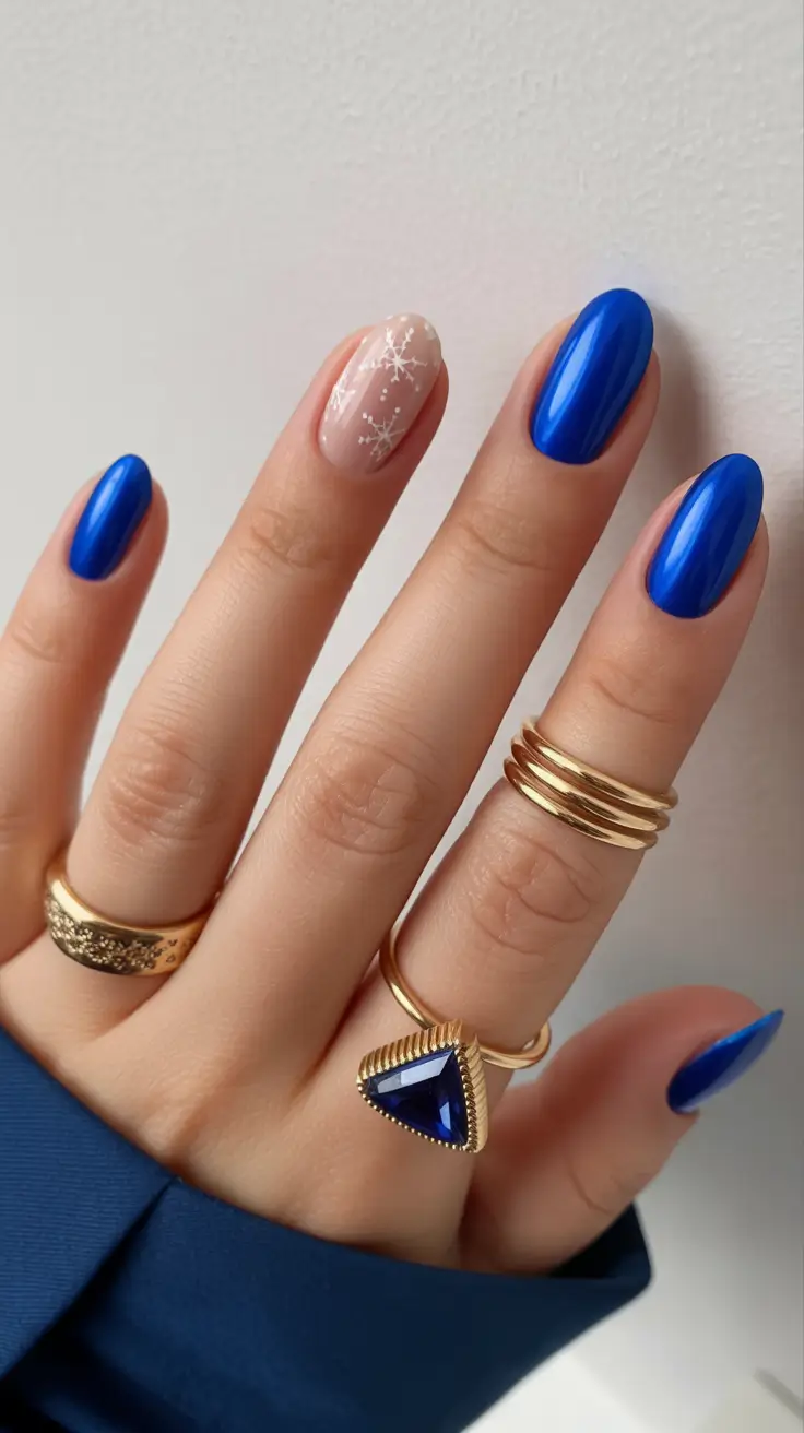 Winter Nail Designs 2025 Royal Blue Frost