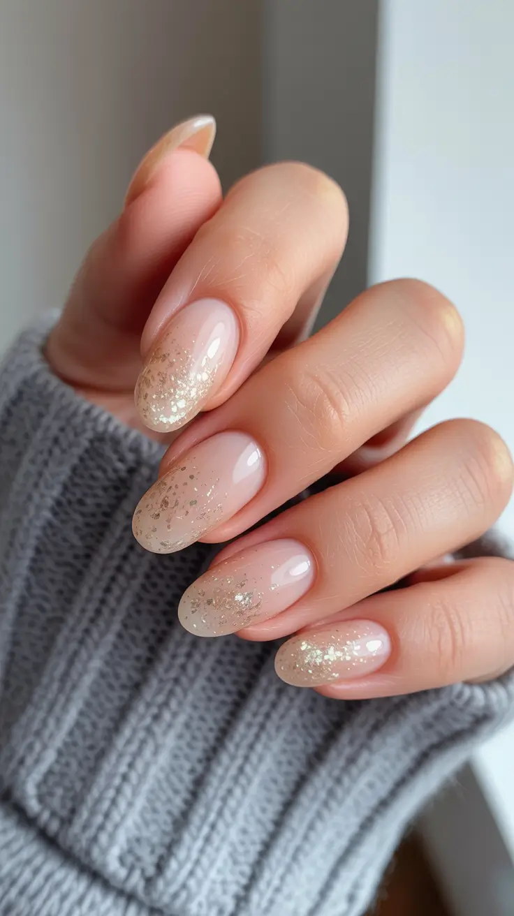 Winter Nail Designs 2025 Golden Dust Gradient