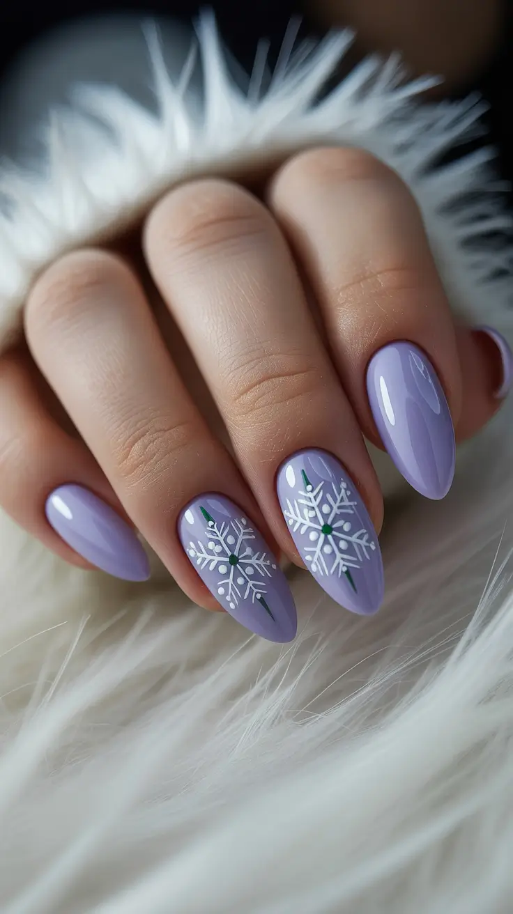 winter nails almond designs 2025 frosted lilac whispers