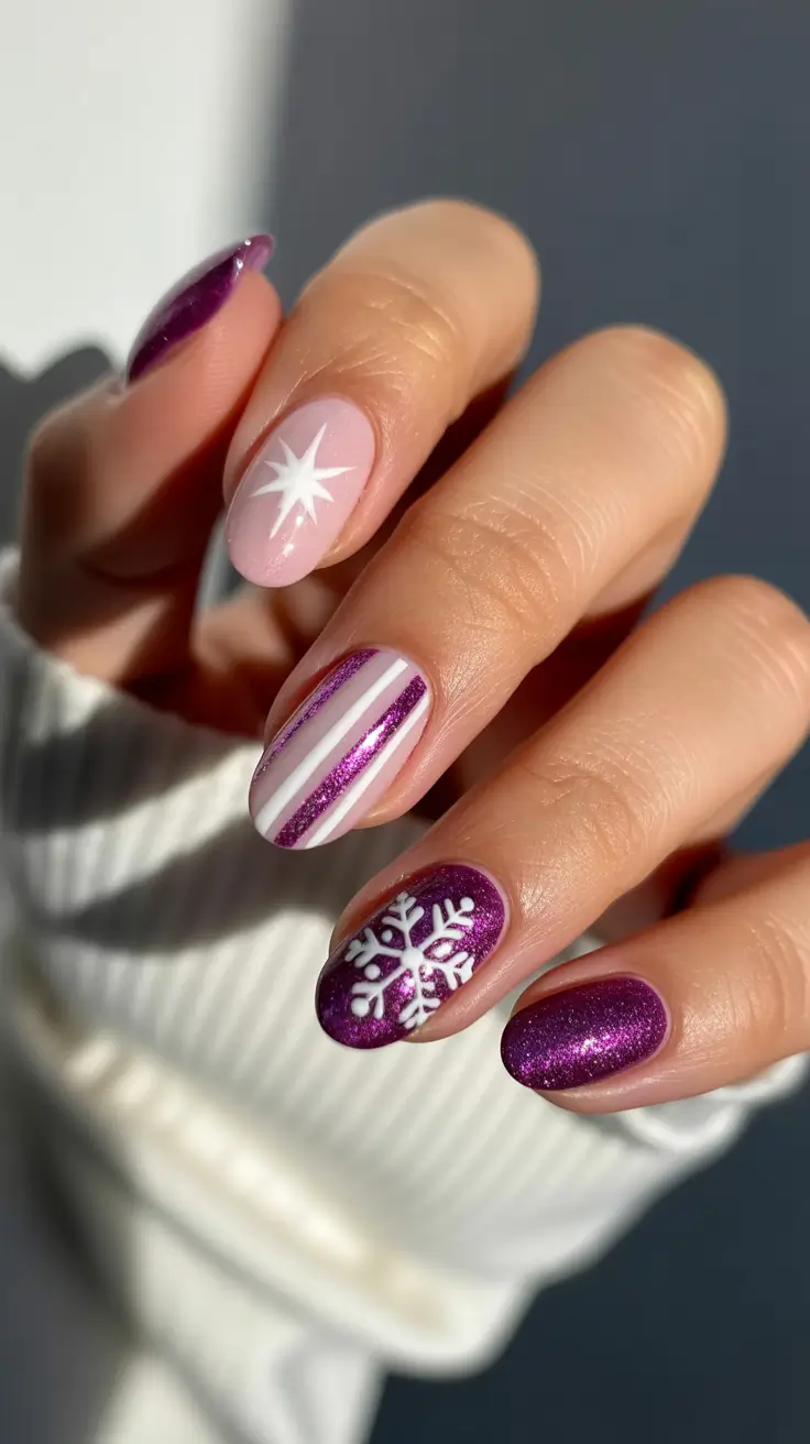 nails acrylic almond design winter plum frost harmony 2026