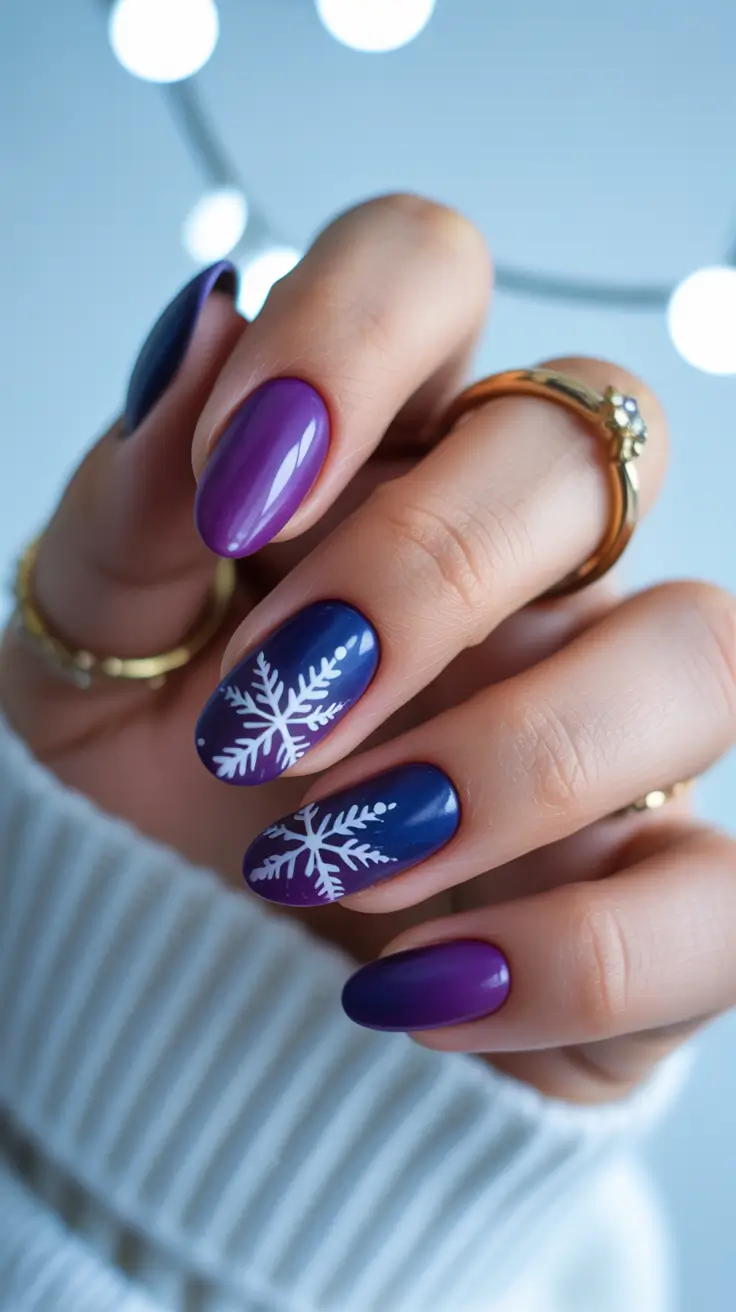 winter nails with designs almond twilight snow 2026