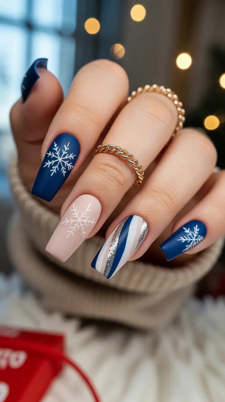 winter nails coffin design Frosted Elegance