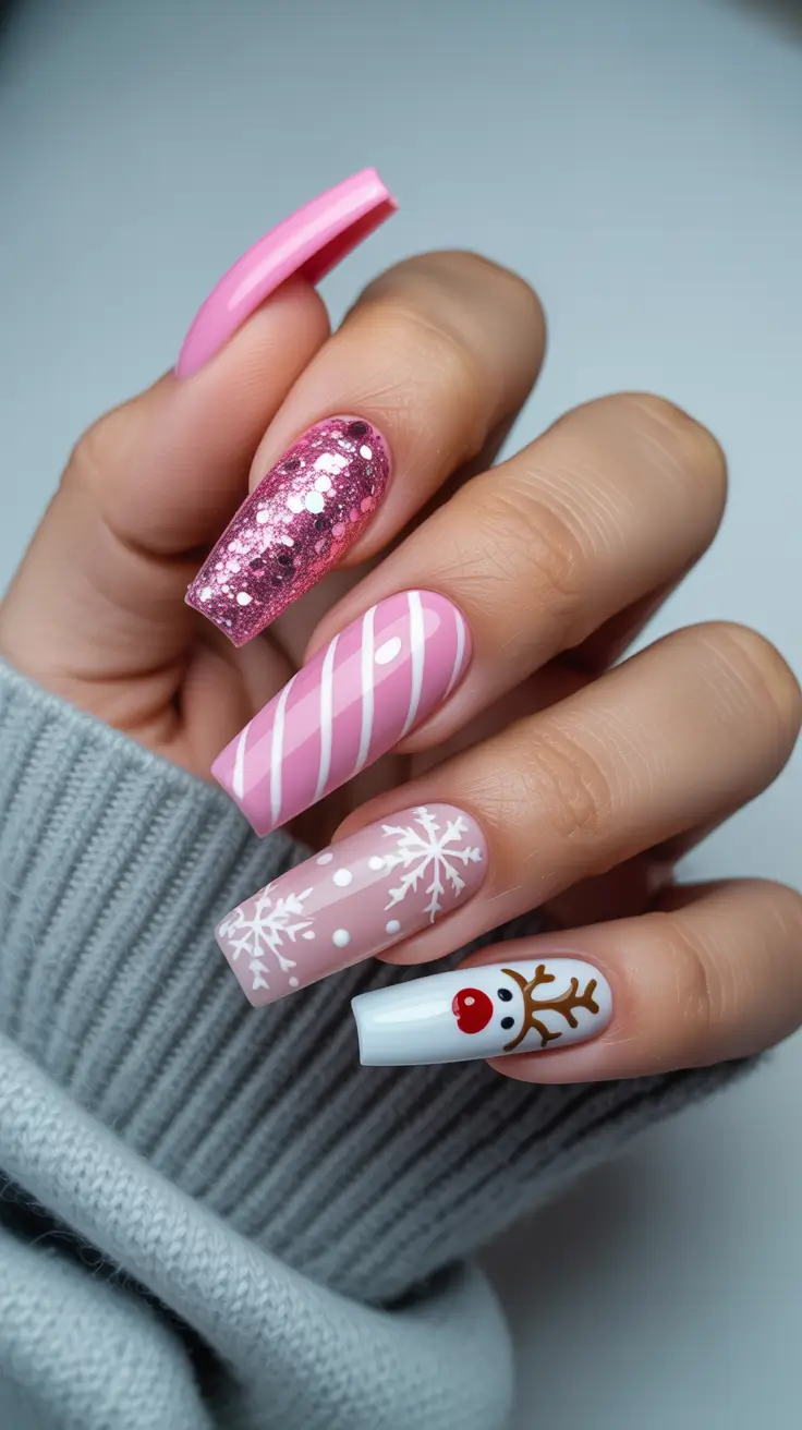 winter nails coffin design Sweet Frost