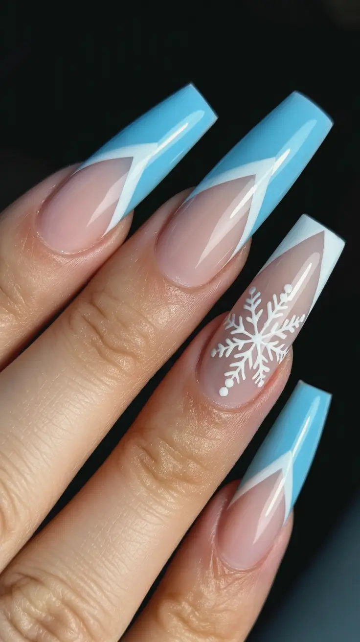 winter nails coffin design Frozen Chic