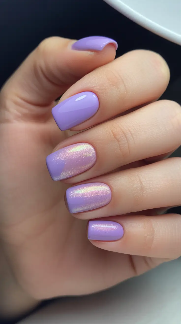 easy nail designs for short nails winter simple Iridescent Lilac Shine