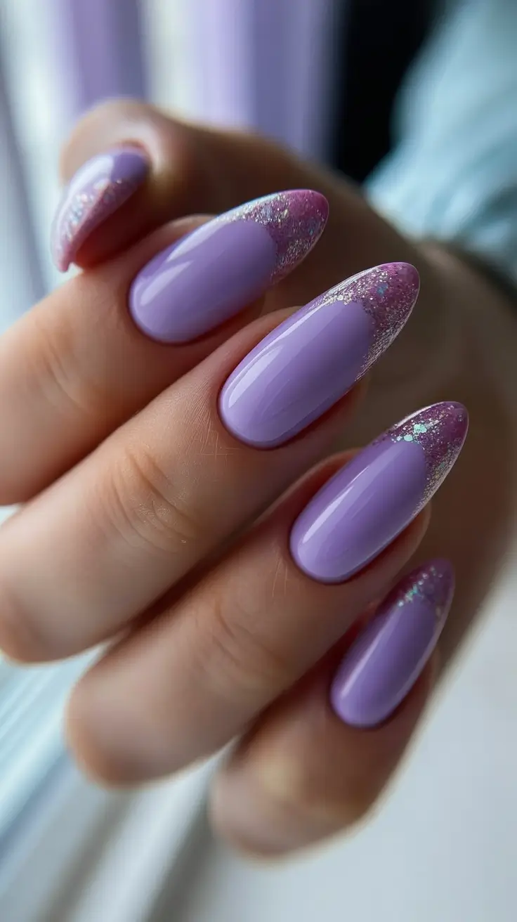 easy winter nails designs Lavender Frost Tips