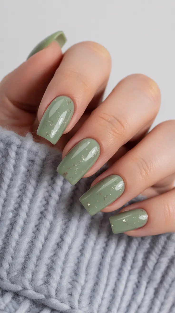 easy nail designs for short nails winter Moss Green Minimalism