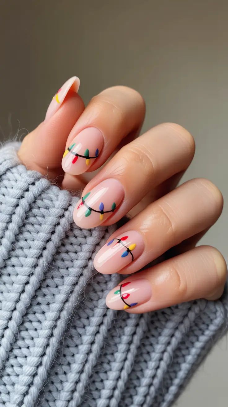 cute easy winter nail designs for short nails Festive Lights Minimalism