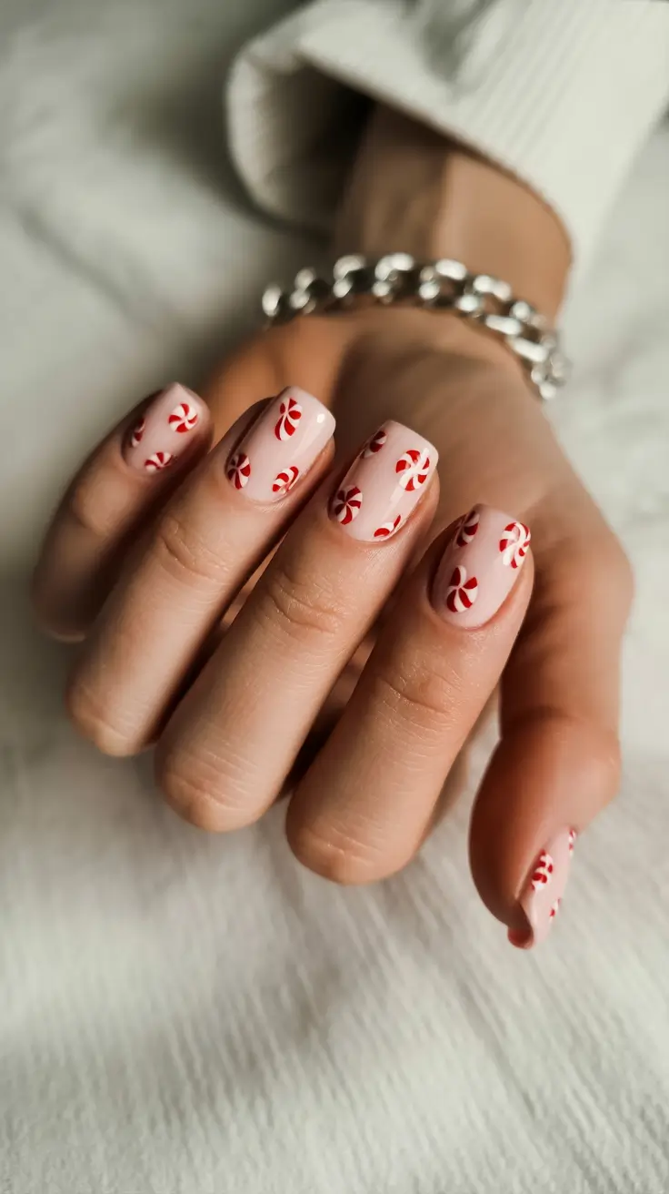 nails design winter easy Peppermint Swirl Charm