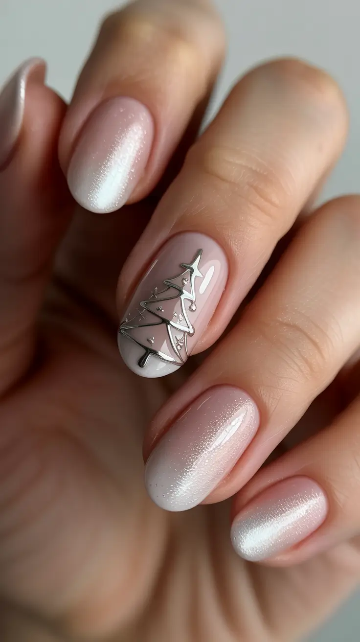 cute easy winter nail designs for short nails Elegant Tree Accent