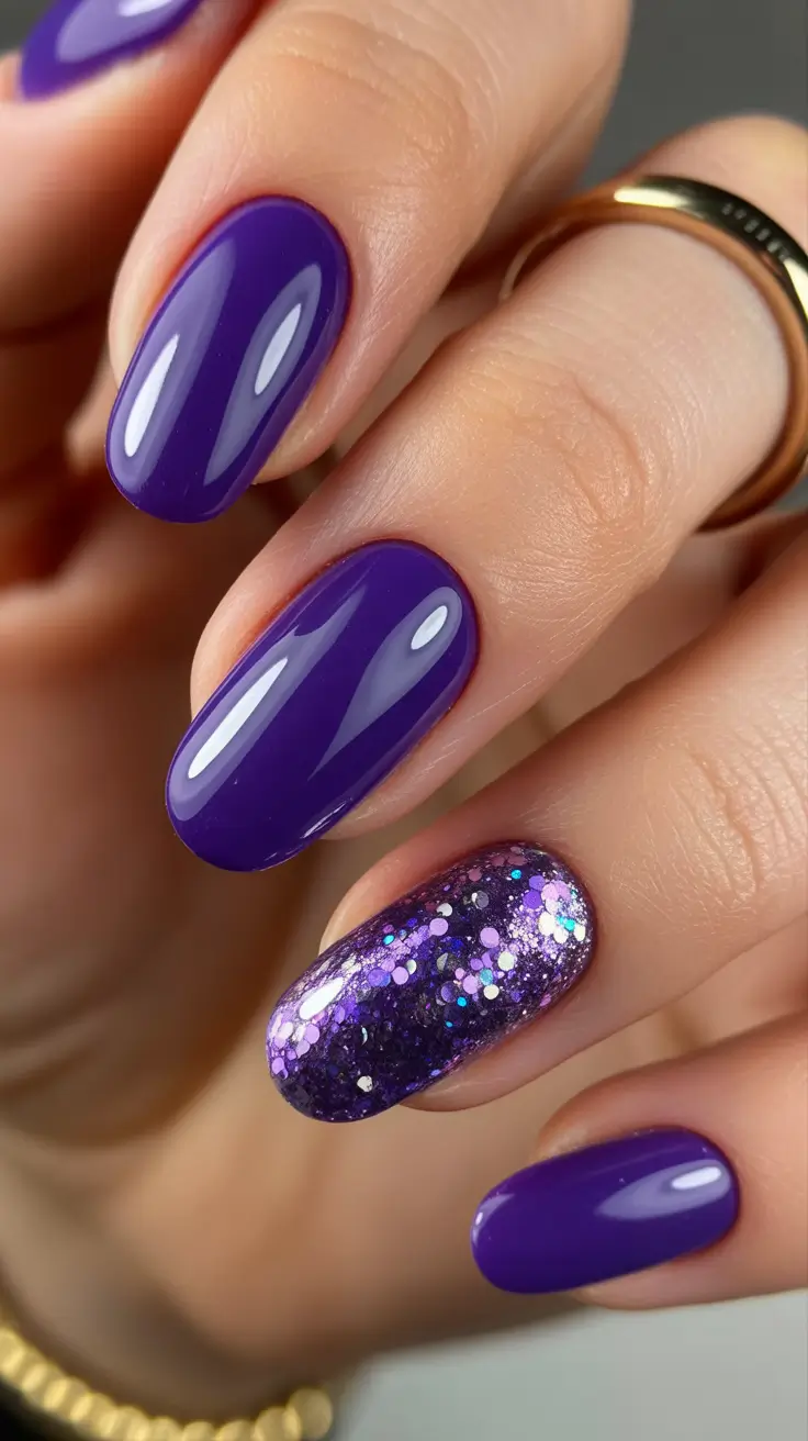 easy designs for nails winter Violet Night Glam