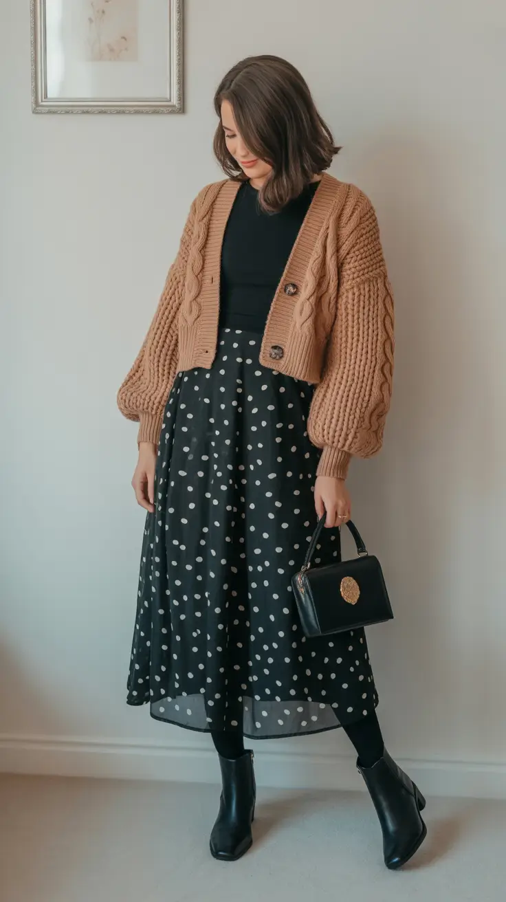 december outfits winter 2025 Polka Dots and Cozy Cardigans