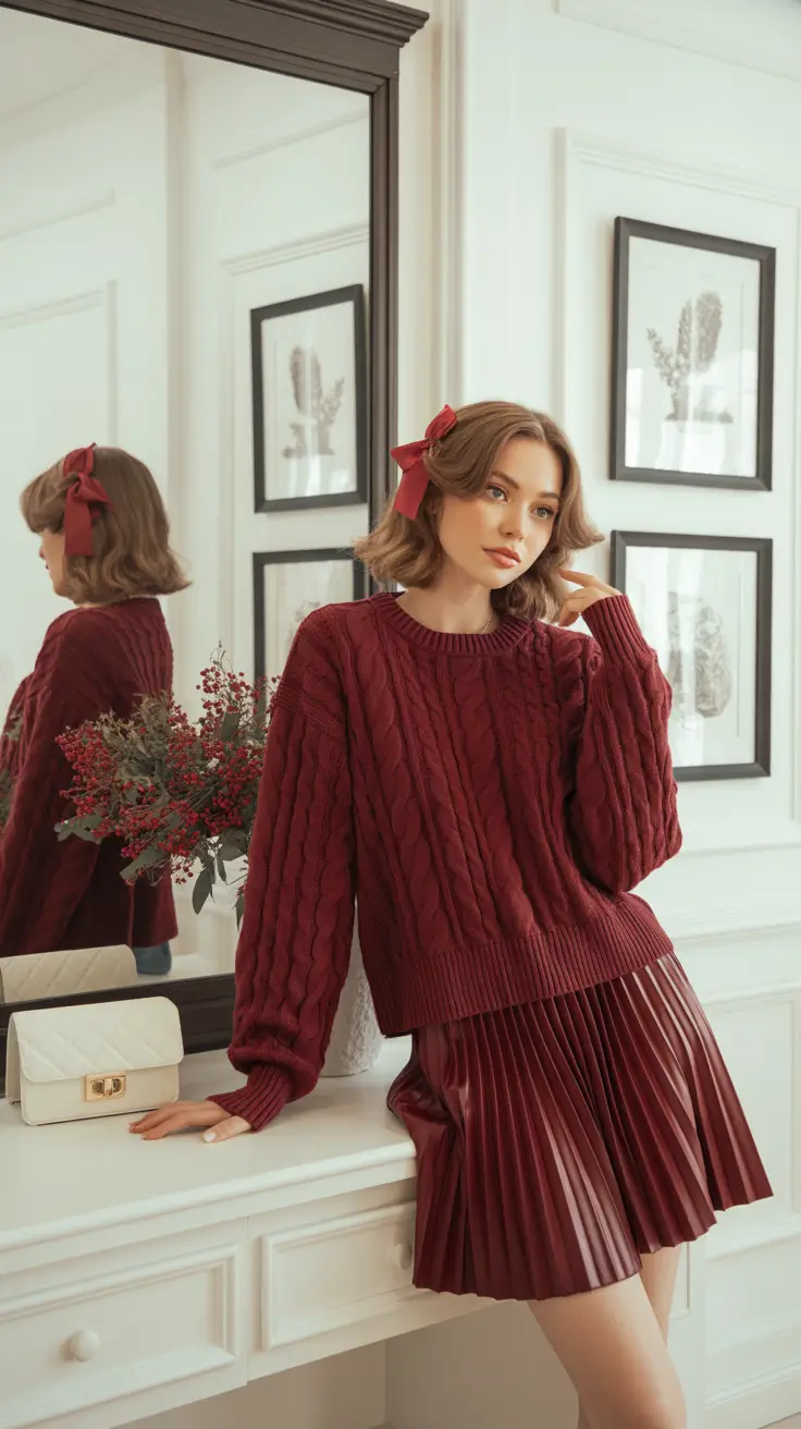 december outfits 2025 Wine-Toned Romance