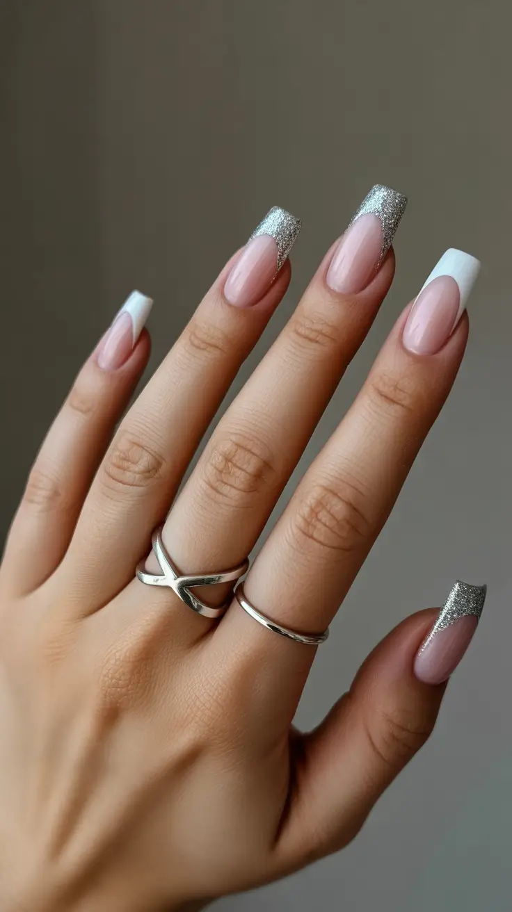 Best Acrylic Nails Christmas 2025 Silver Frost French