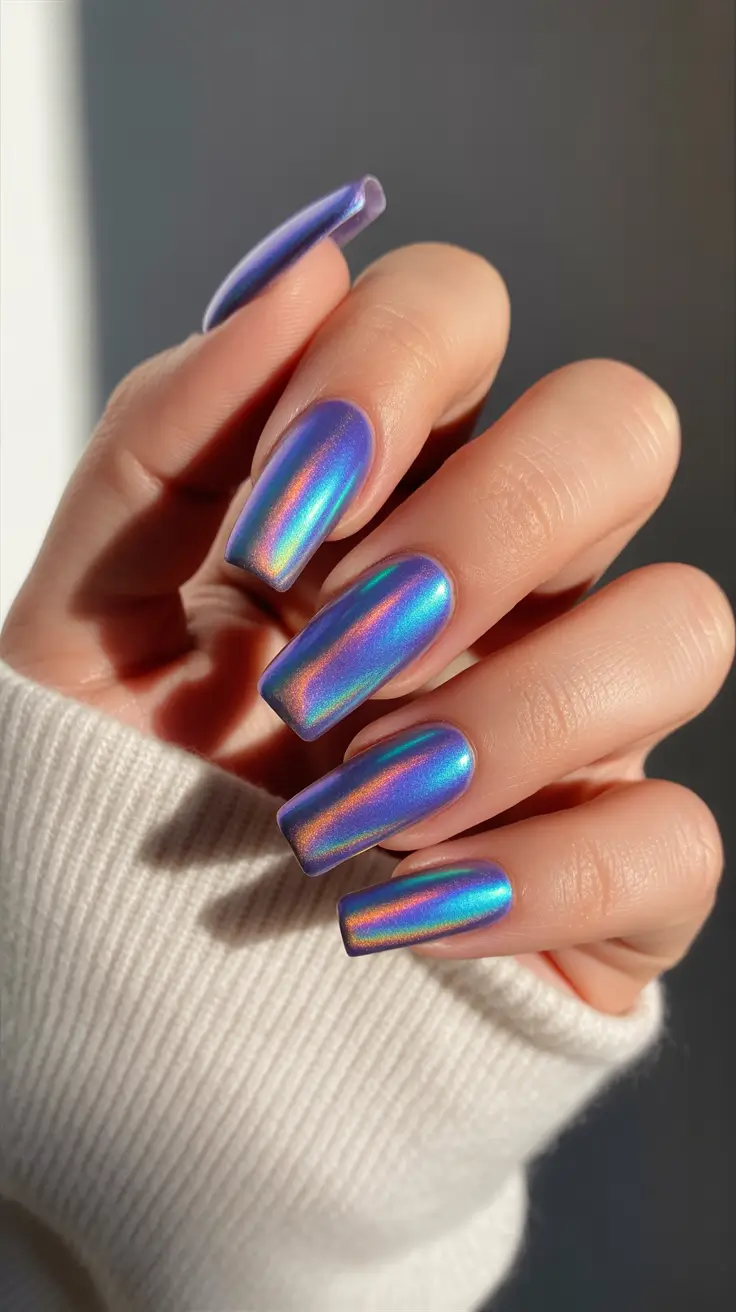 Best Acrylic Nails Christmas 2025 Holographic Ice Queen