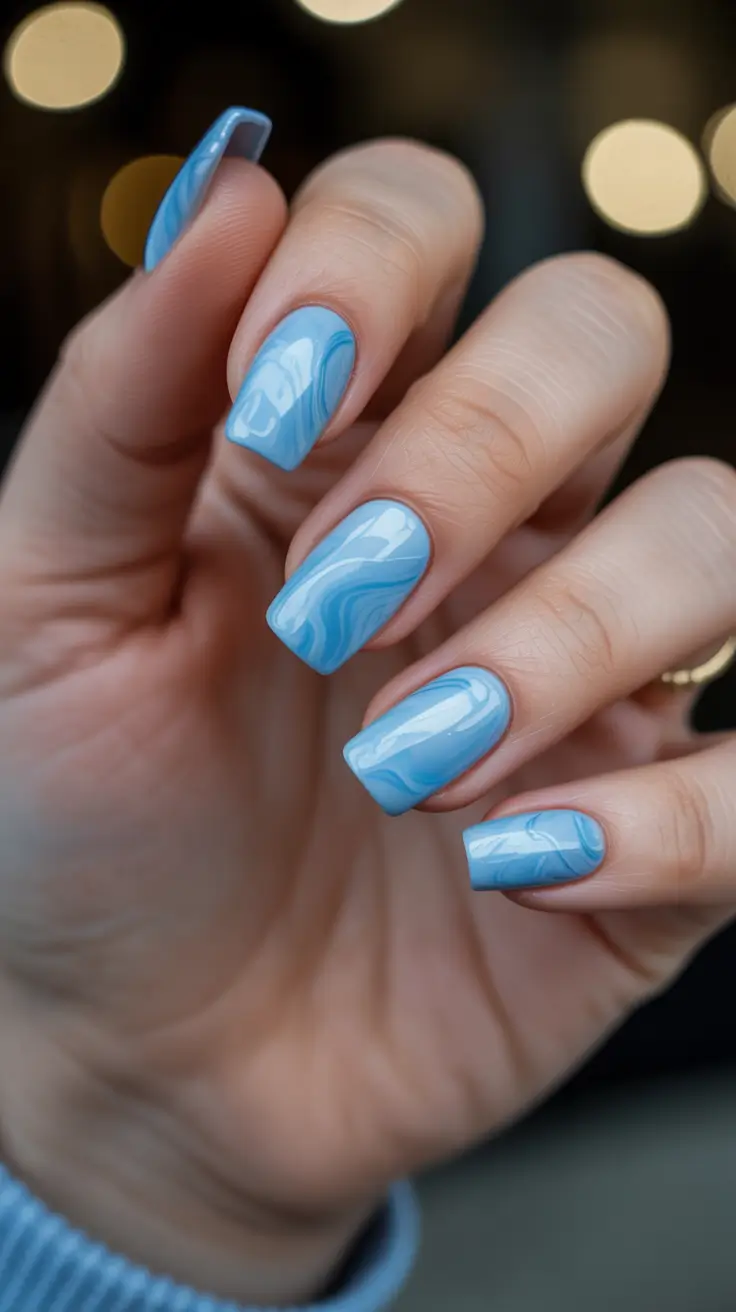 Best Acrylic Nails Christmas 2025 Winter Sky Marble