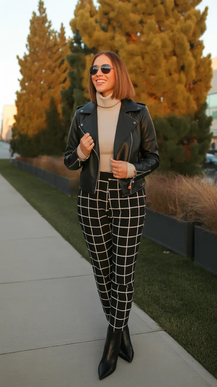 Best capsule wardrobe outfits 2026 Graphic Confidence: The Modern Grid Look