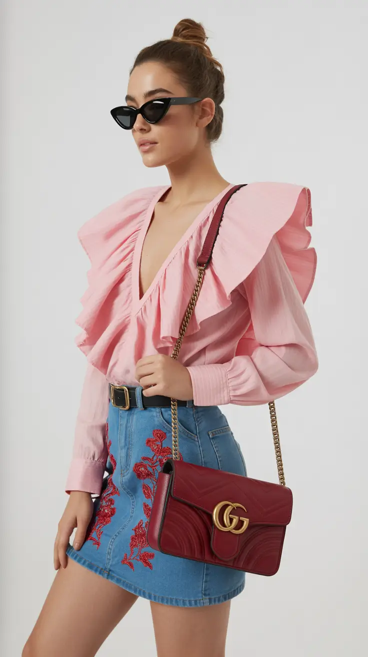 Best everyday outfits 2026 Playful Ruffles and Embroidered Denim