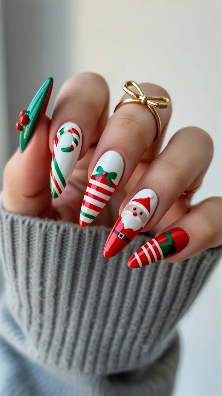 christmas nail art designs Santa's Candy Wonderland