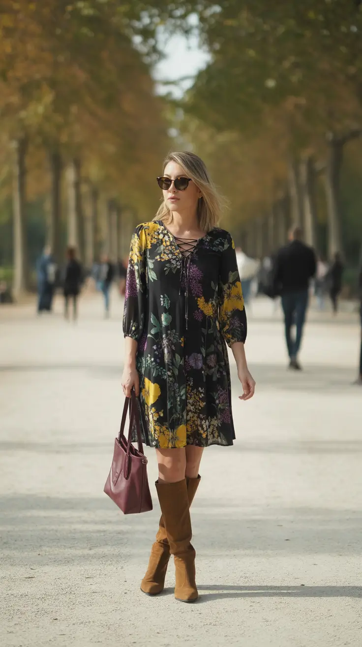 outfits for women over 40 fall Floral Charm in Motion