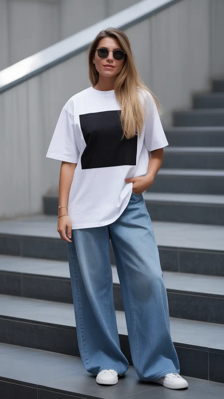 outfits for women over 40 casual Graphic Ease and Denim Freedom