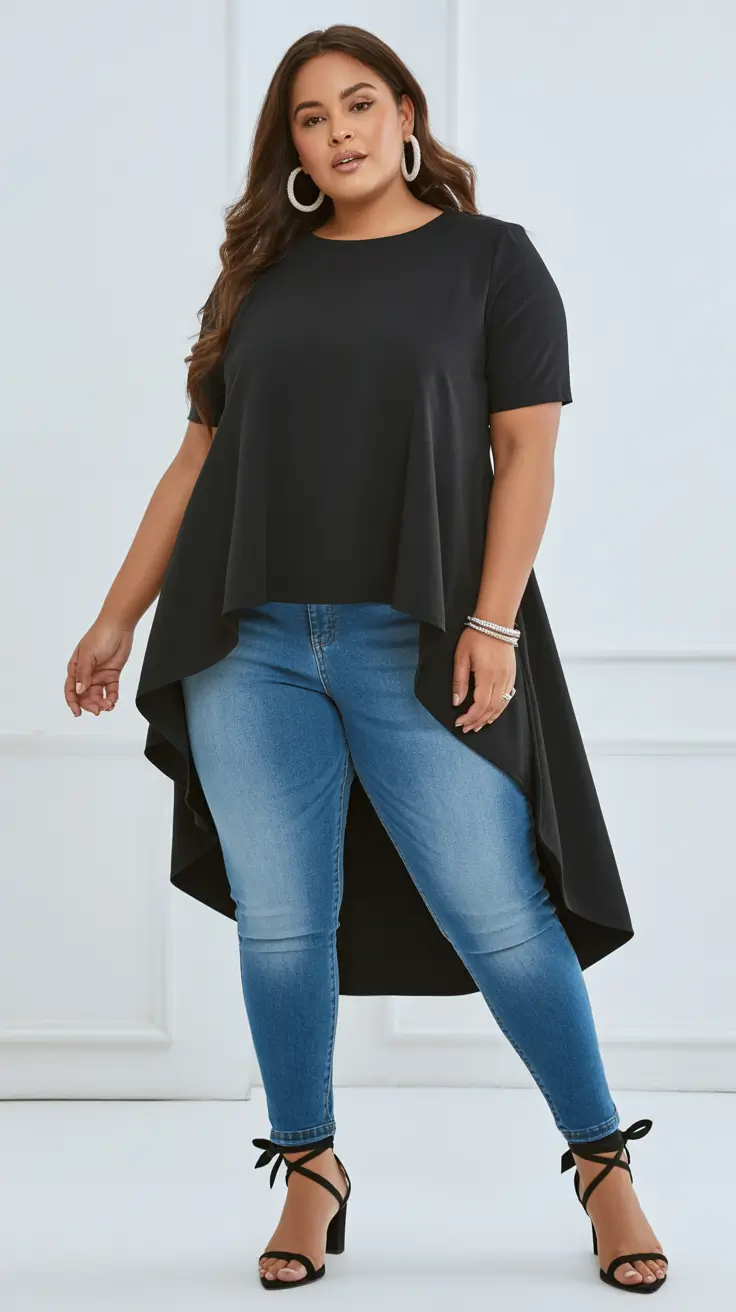 plus size outfits 2026 Chic Asymmetry in Black