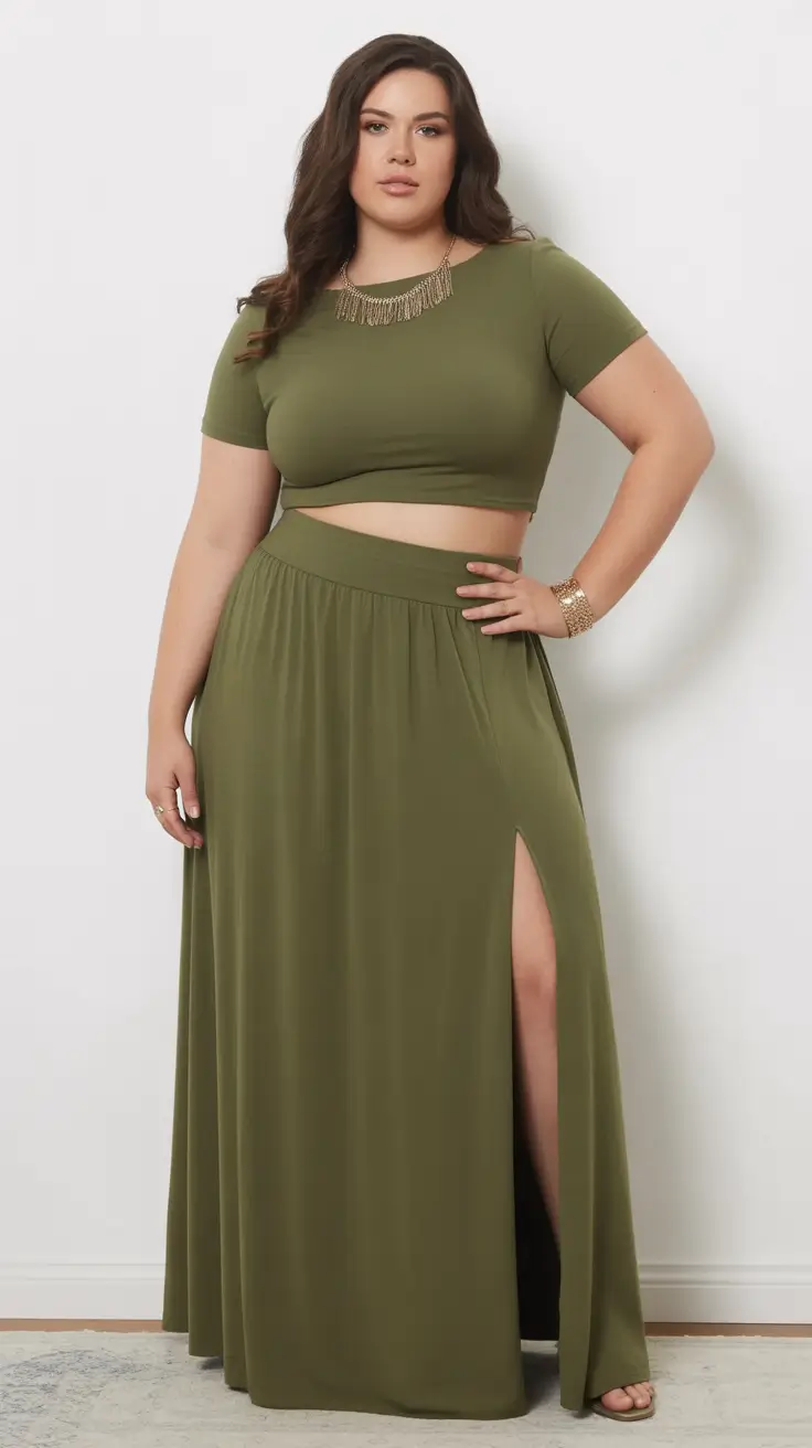 plus size outfits 2026 Olive Glow Two-Piece