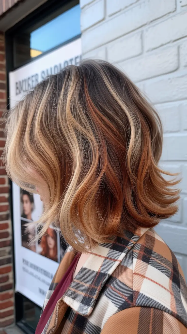 calico hair color 2026 Soft Auburn Layers with Copper Highlights