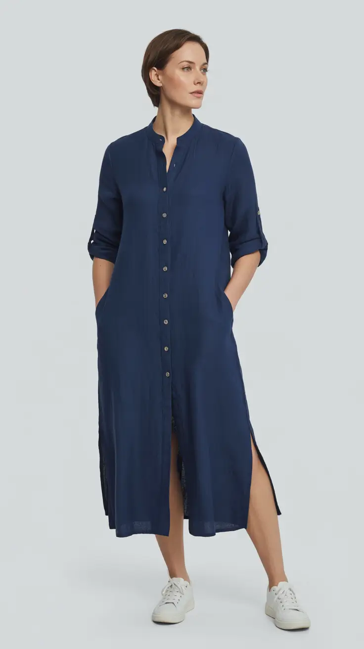 outfits-for-women-over-50-2026-relaxed-navy-shirt-dress