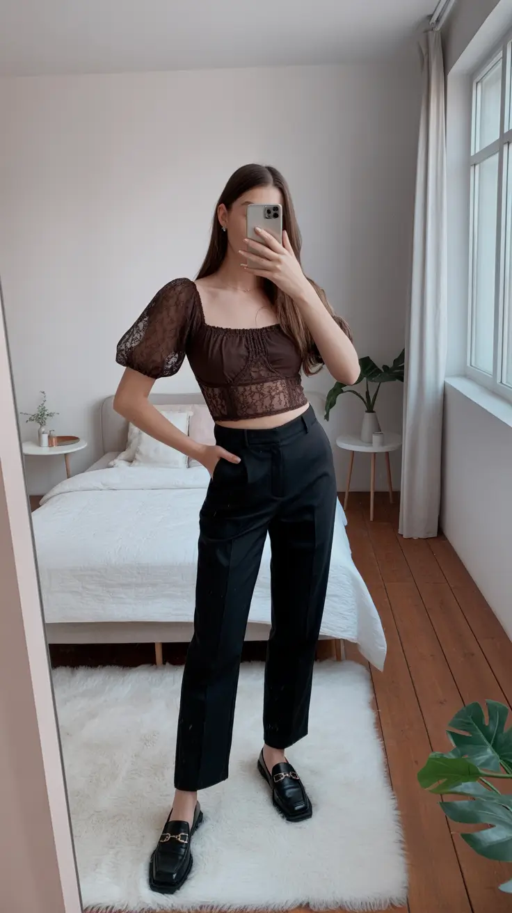 business casual outfits women Chic Contrast