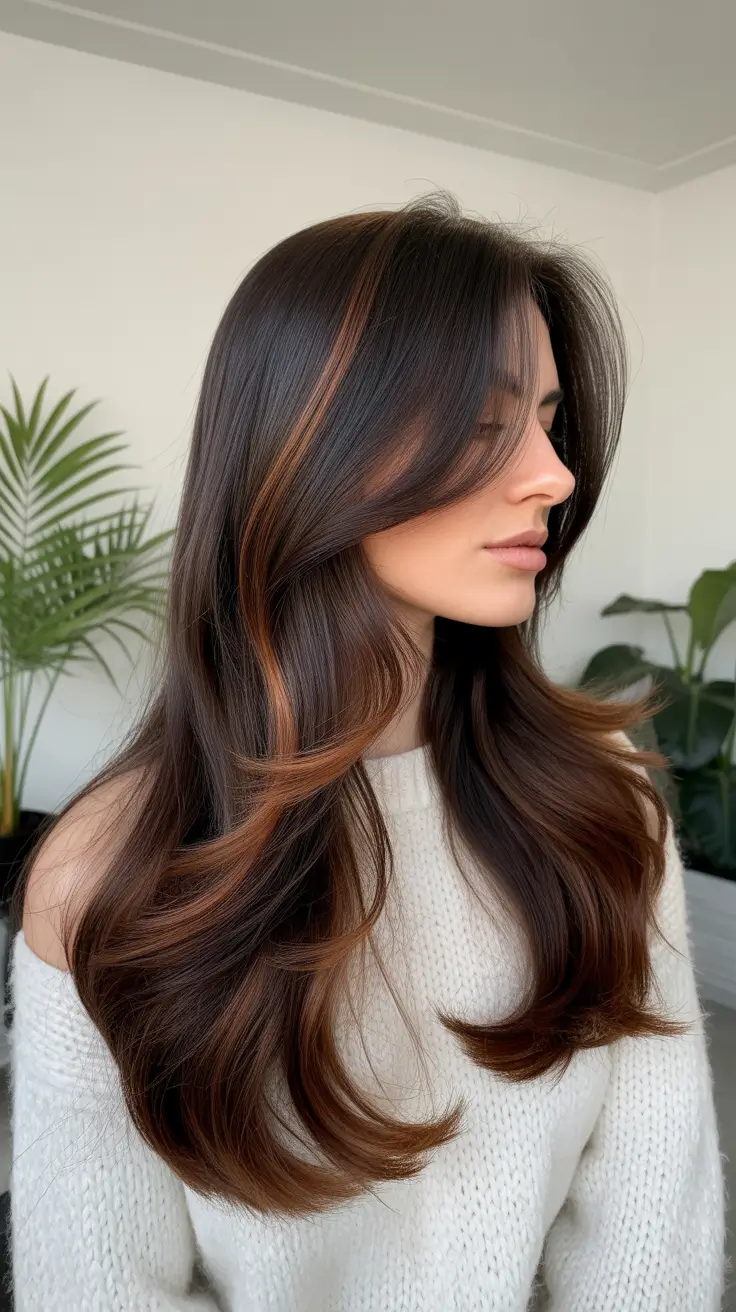 chocolate brown hair colors Bronze Ribbon Balayage