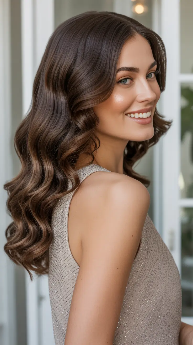 chocolate brown hair colors Glossy Classic Curls
