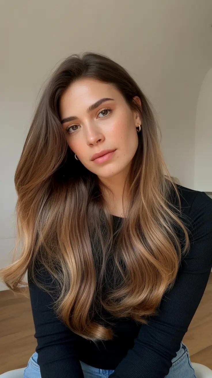 chocolate brown hair colors Caramel Dream Flow