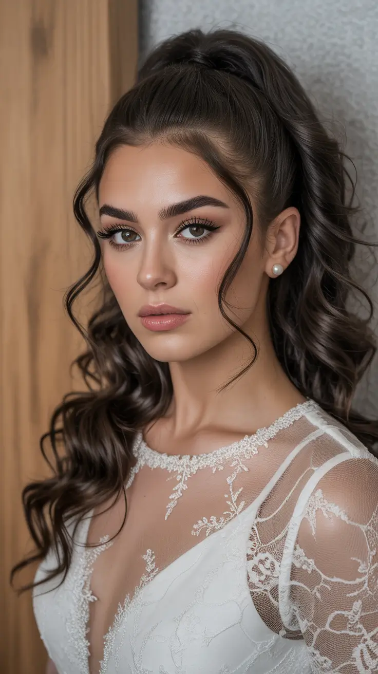 Christmas Holiday Hairstyles for Party 2025 High Curly Ponytail Glam