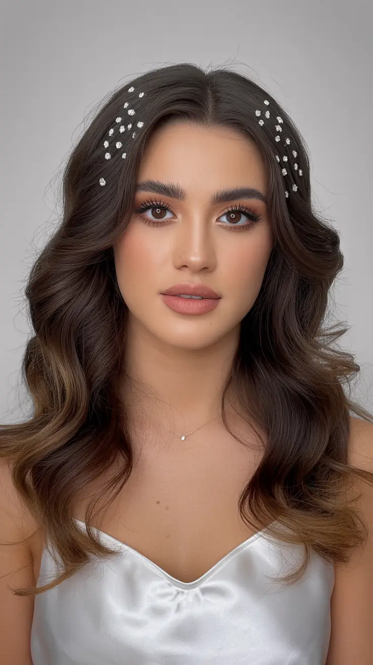 Christmas Holiday Hairstyles for Party 2025 Pearl-Adorned Soft Waves
