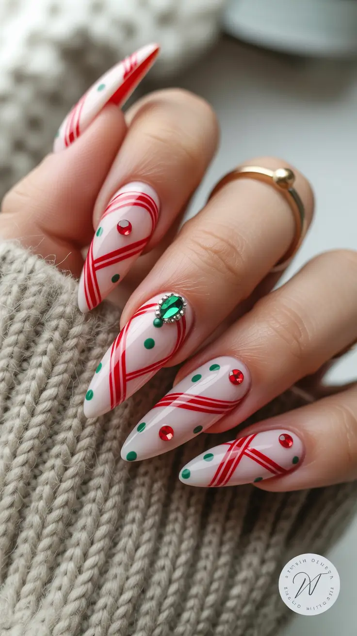 Christmas nails ideas 2025 2026 Candy Cane Glam