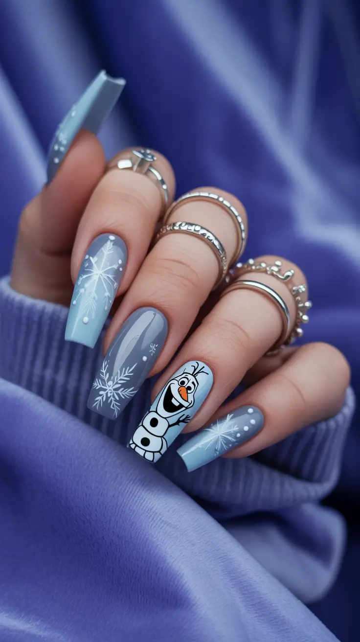 Christmas nails ideas 2025 2026 Frozen Fantasy Blue