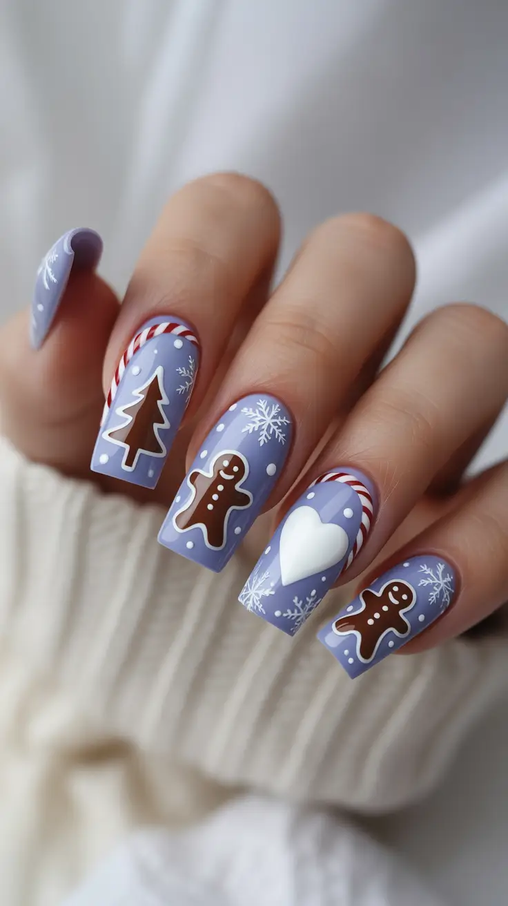 Christmas nails ideas 2025 2026 Gingerbread Sweetness