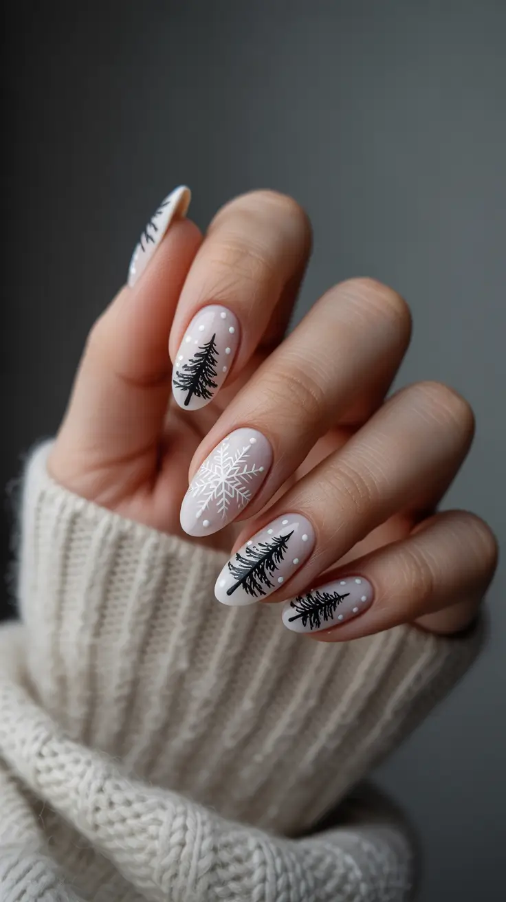 Christmas nails ideas 2025 2026 Frosted Pines Elegance