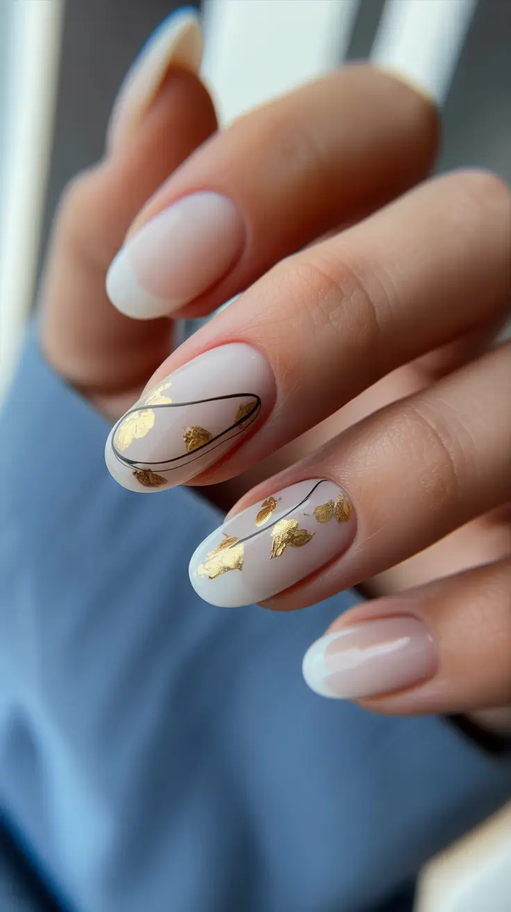 Cute Simple Nail Ideas for Christmas 2025 Golden Petal Veil